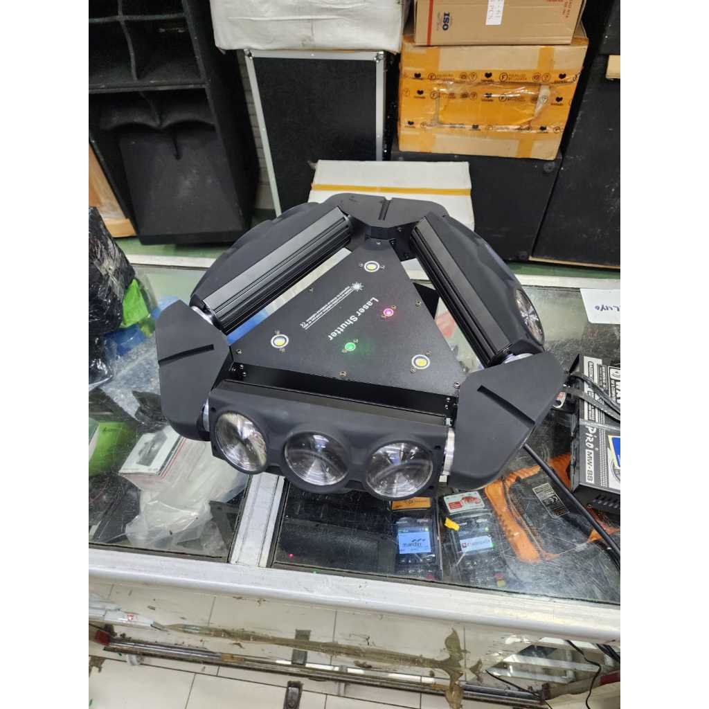 LAMPU LIGHTING SPIDER SHUTTER MOVING HEAD SPIDER 9X10W FULLCOLOR PLUS RG LASER STROBO