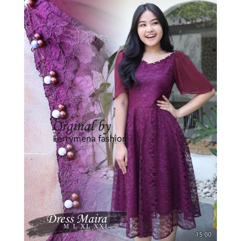 dress natal maira FM / dress modern / dress pesta / dress murah / kebaya natal / kebaya pendek