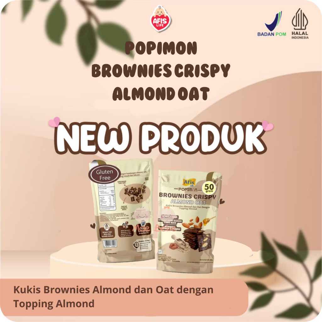 

Afis Popimon Brownies Crispy Almond Oat - Camilan Sehat