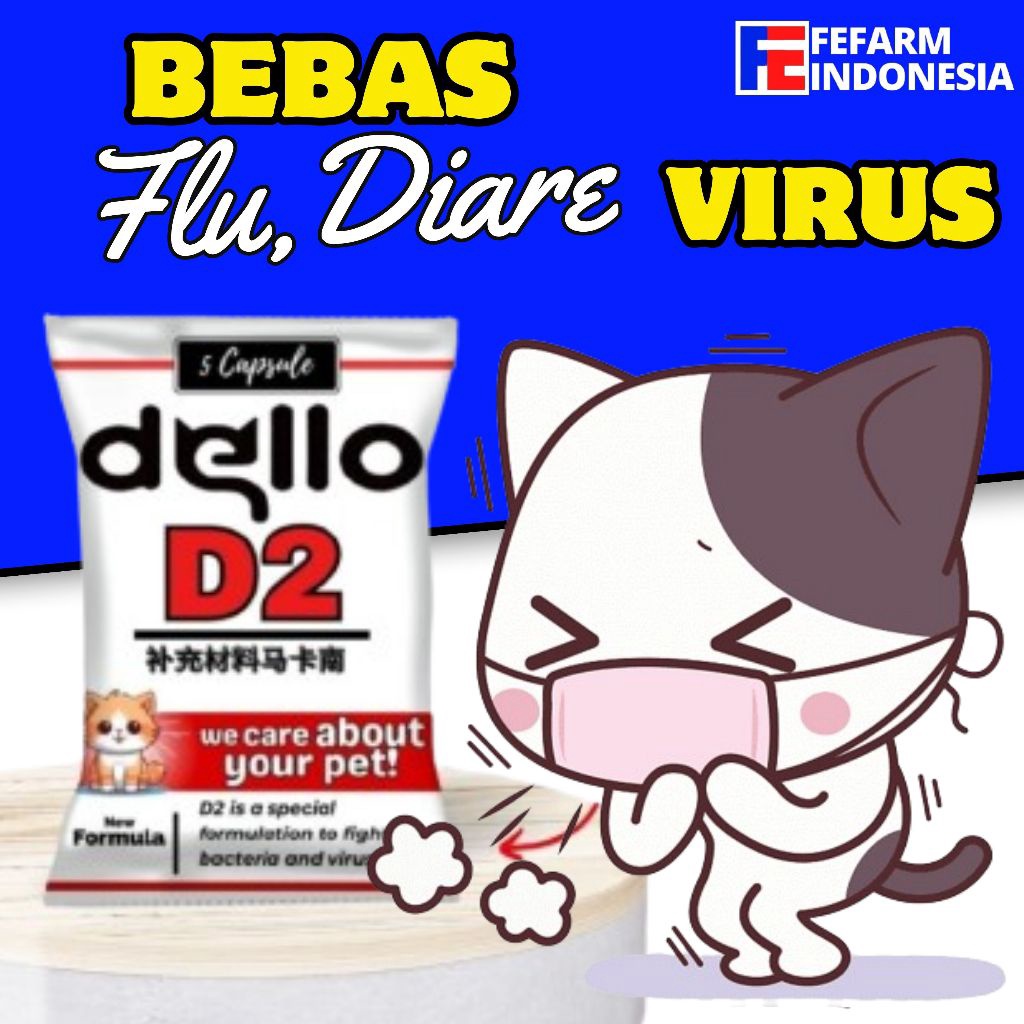 UPGRADE Obat Virus Flu Kucing D2 Kapsul Bebas Flu Pilek Dan Virus Solusi Anabul Anda Tetap Sehat FEF