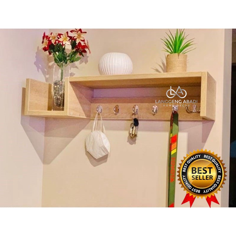 PROMO HARI INI Rak Dinding Kayu Kapstock Gantungan Kunci Tampat Alat Masak Serbaguna Tempat Vas Bung