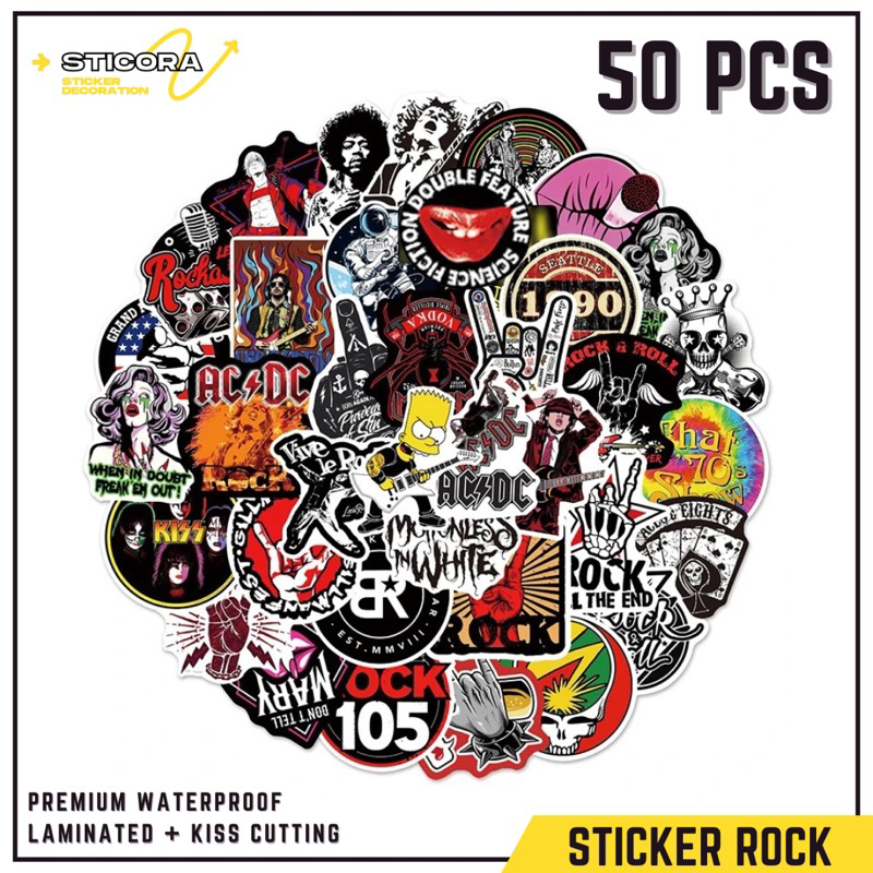 

[50 Pcs] Stiker Pack Trendy Rock Band Music Vinyl Waterproof Laminated Dekorasi Laptop Handphone Thumblr