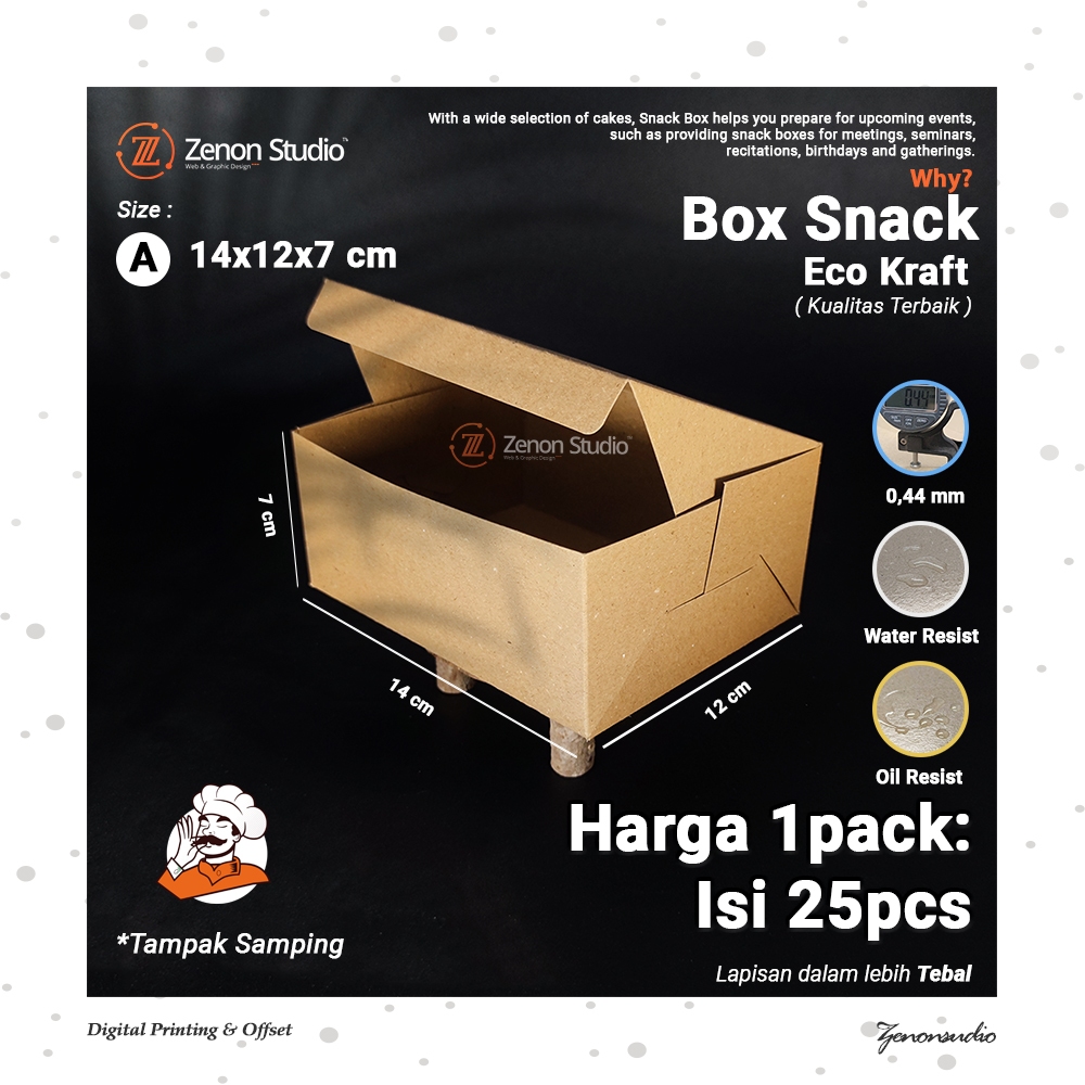 

[25pcs] Box Snack Kraft 14x12 cm Dus Snack Tempat Snack