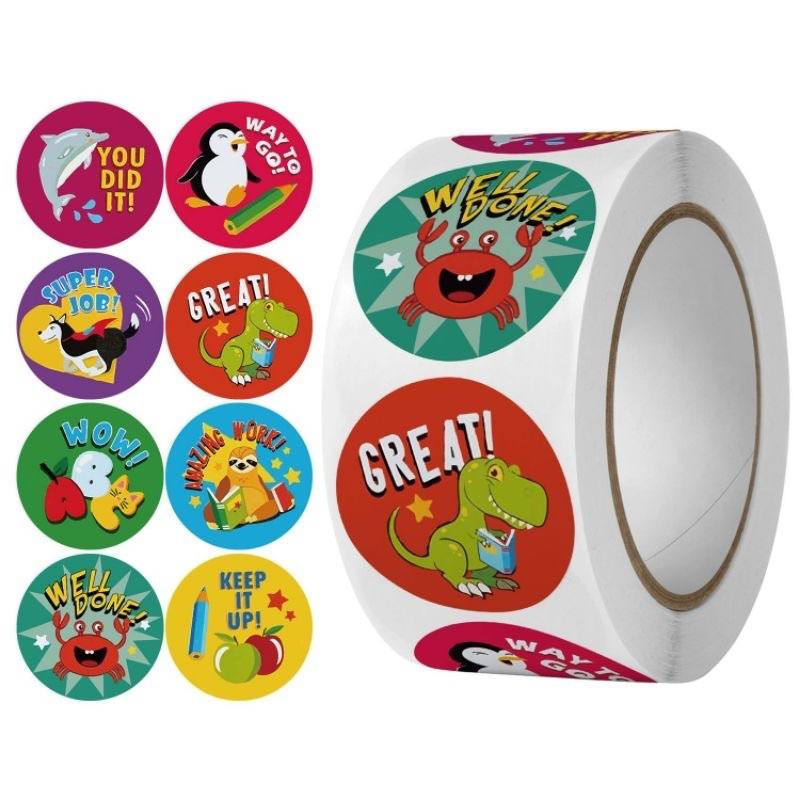 

Sticker Prestasi Per Roll isi 500 pcs Sticker Good Job Excellent Well Done Chinese Wedding Sticker