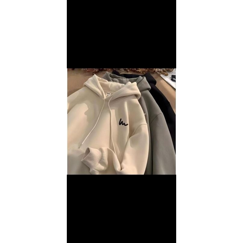 Hoodie Korean  Jaket Pria Wanita Sweater Boy Girl Harajuku Cream Khaki Soft Pastel Burgundy Hitam Pu