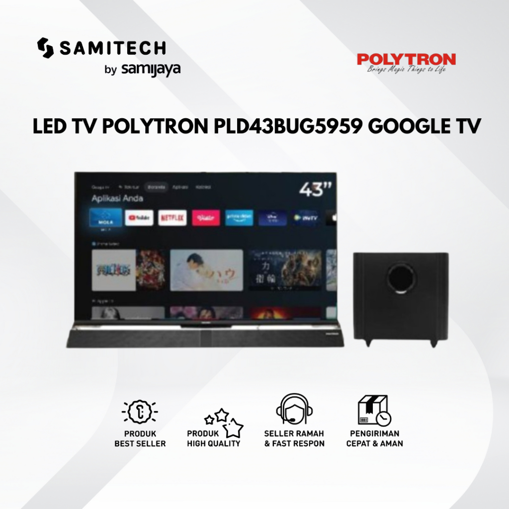 LED TV POLYTRON 43" PLD43BUG5959 + SUBWOFER LPD 43BUG5959 G00GLE TV