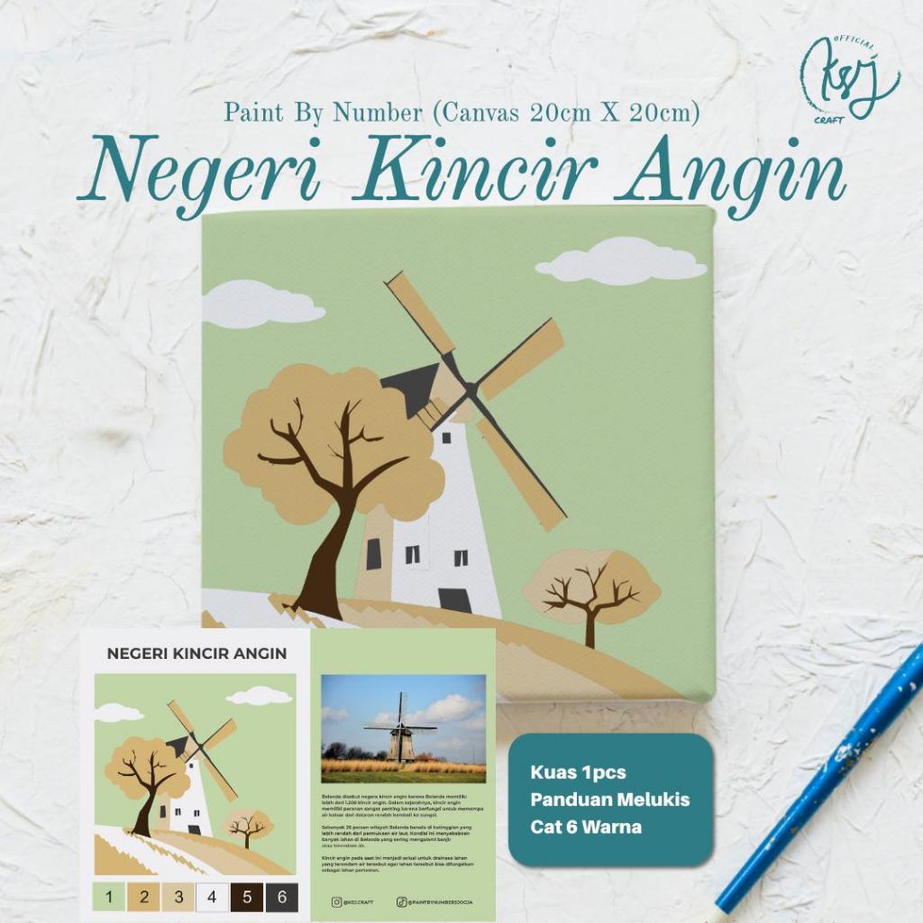 

Painting kit Paint by number - Lukisan Kanvas/Canvas Mewarnai Anak | Landmark Series Kincir Angin