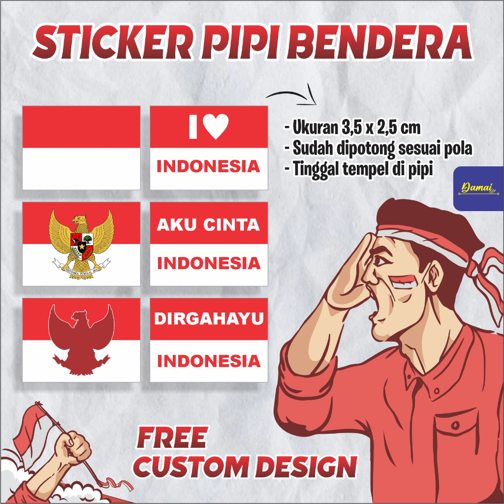 

[ISI 120pcs] Sticker pipi merah putih | Sticker pipi hari kemerdekaan indonesia