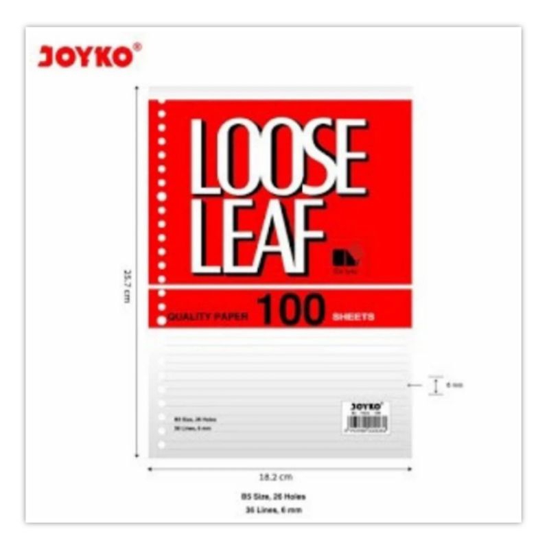 

Loose Leaf Joyko A5 isi 100 Kertas Binder