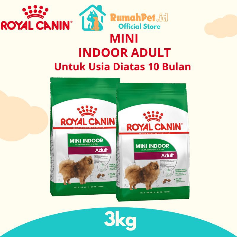 Royal Canin Dog Adult Mini Indoor 3kg Royal Canin Makanan Anjing Dewasa Mini Indoor 3kg