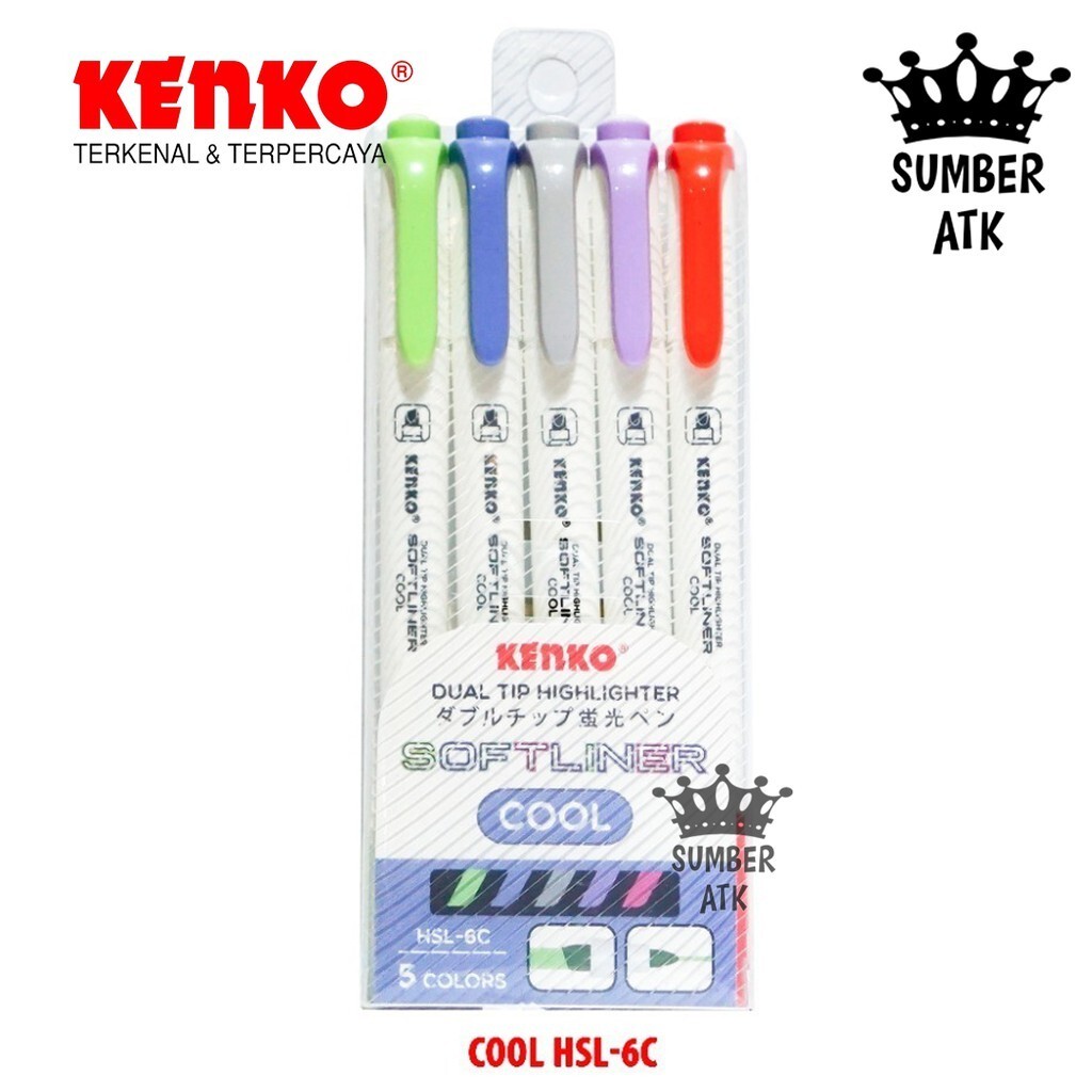 

KENKO HIGHLIGHTER MARKER / PENANDA BUKU / SPIDOL DUAL TIP SOFTLINER HSL 6C-COOL