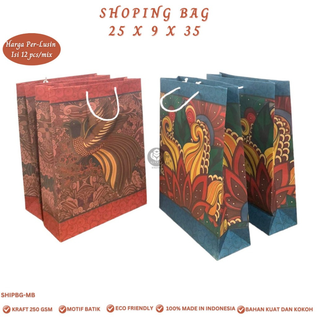 

Paper Bag Ukuran Medium Batik Shopping Bag Medium Kraft (Isi 12 Pcs-SHIPBG-MB)