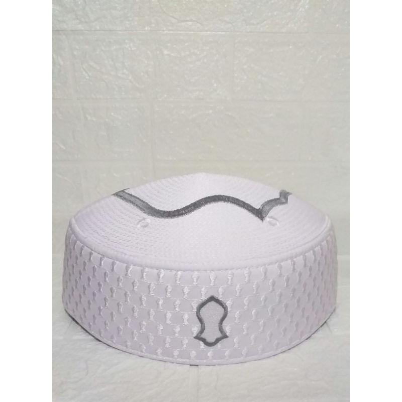 peci kopeah terompah Malaysia bordir logo/peci Malaysia putih/peci haji pria