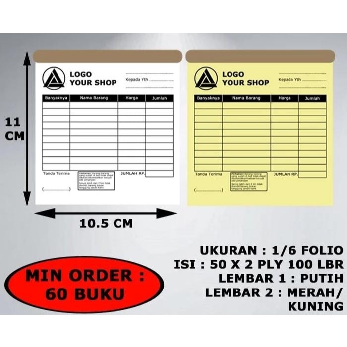 

CETAK NOTA UKURAN FREE DESIGN CUSTOM 2PLY ISI 50SET/BUKU