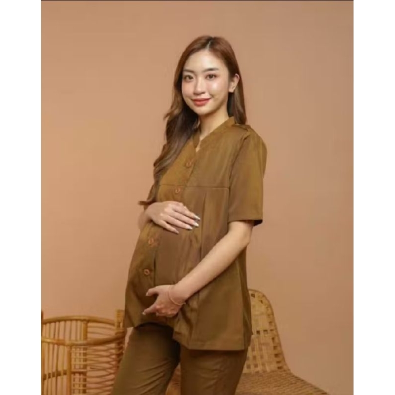 Baju Pemda Hamil Lengan Pendek / Seragam Pemda Hamil Lengan Pendek / Baju Dinas PDH PNS Hamil Lengan