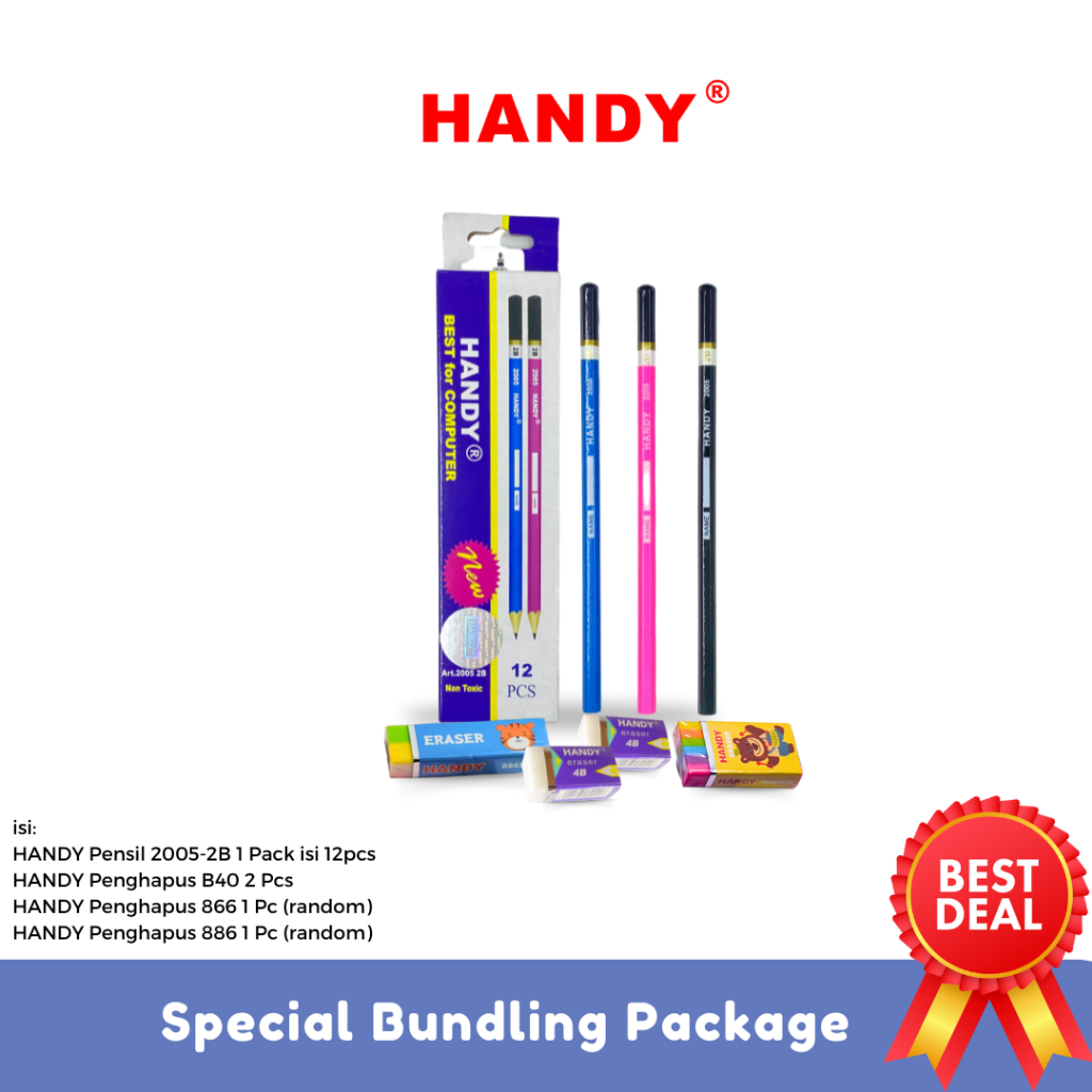 

HANDY Paket Alat Tulis 202407A Pensil 2005-2B + Penghapus B40 + 866+886