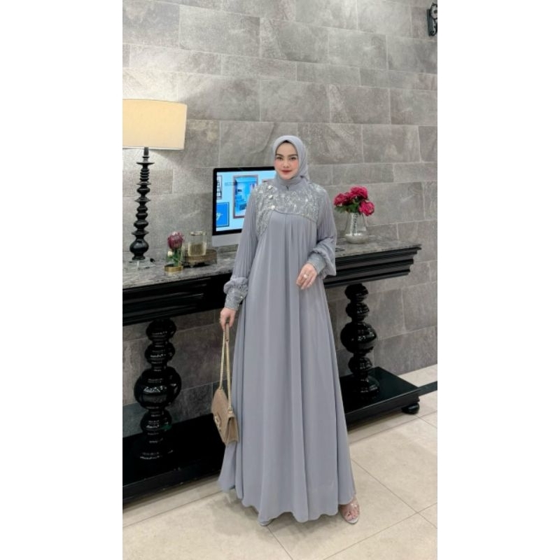 Gamis Arsyakayla Zila Set Hijab Segiempat // Bisa Cod Alisha Muslim Fashion