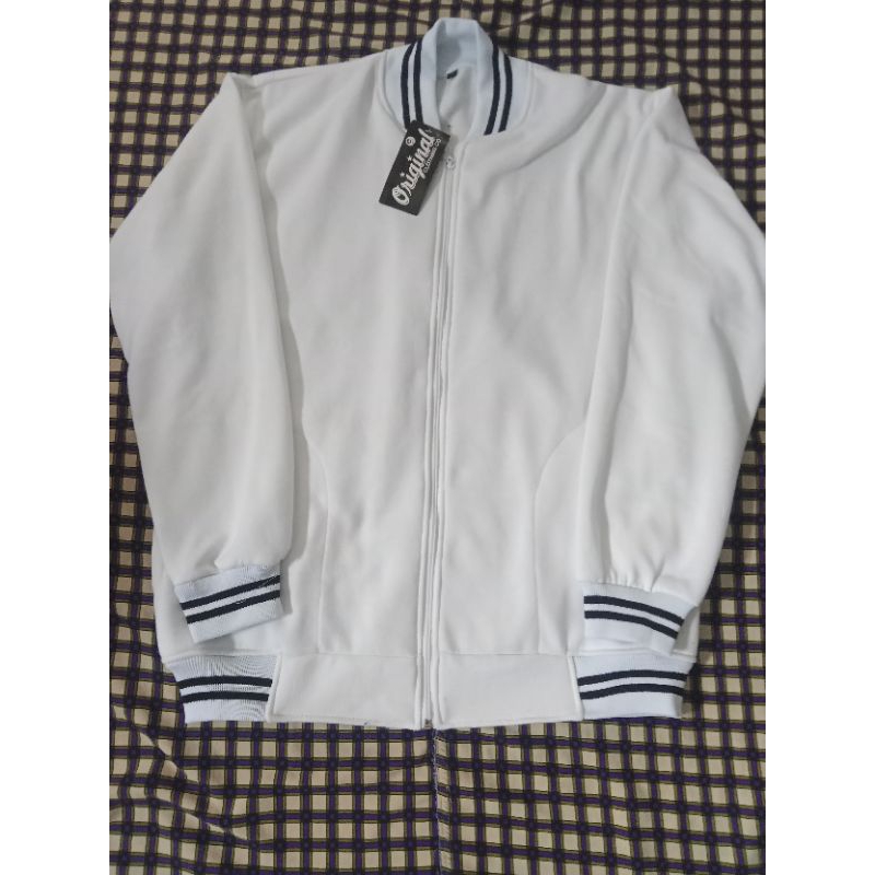 JAKET BASEBALL PUTIH POLOS
