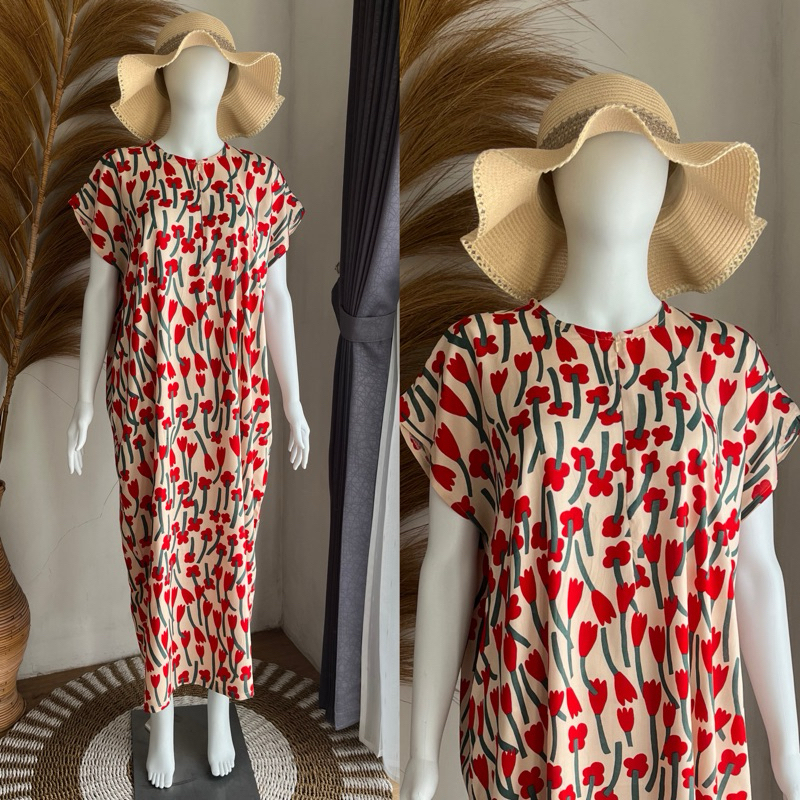 Daster Long Busui Jumbo Rayon LD 130 PB 130 Semata Kaki