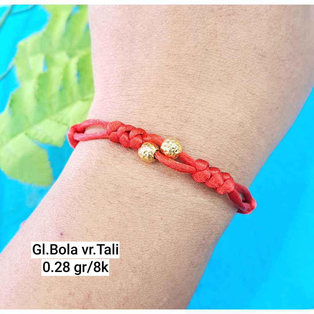 Gelang tali variasi charm bulat cukitan kadar 375 8k