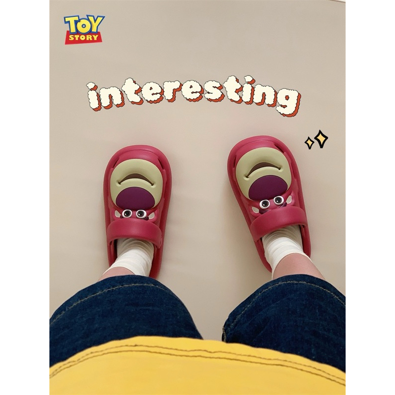 Sandal Lotso Beruang Stroberi Kartun Lucu Shoes Sendal Wanita Karet Cewek - HARUS DOWNSIZE / TURUN U