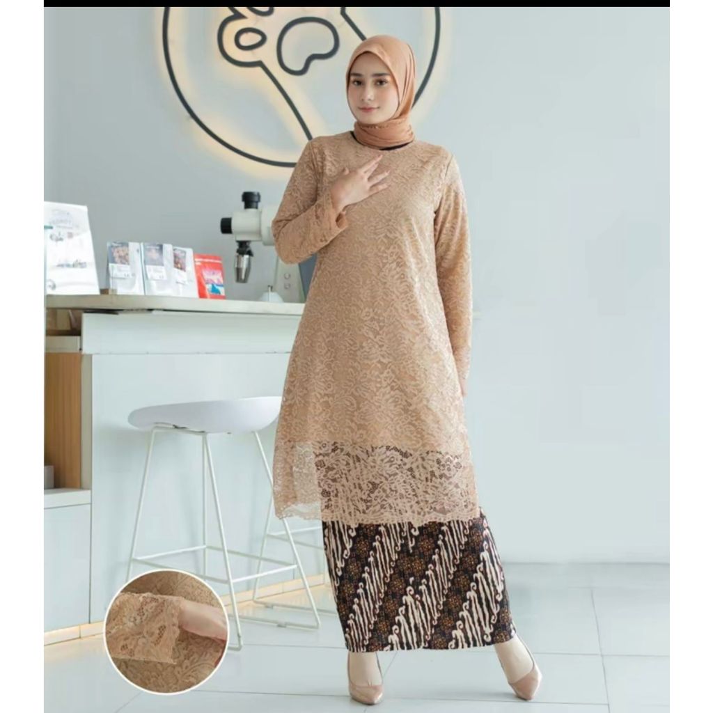 SETELAN KEBAYA TUNIK JUMBO BRUKAT M-5XL KEBAYA LEBARAN MEWAH /SET KEBAYA RINJANI/ATASAN TUNIK JUMBO 