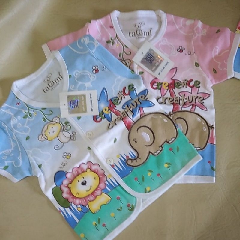 BAJU bayi NB atasan lengan pendek katun 100% kancing depan Tatami