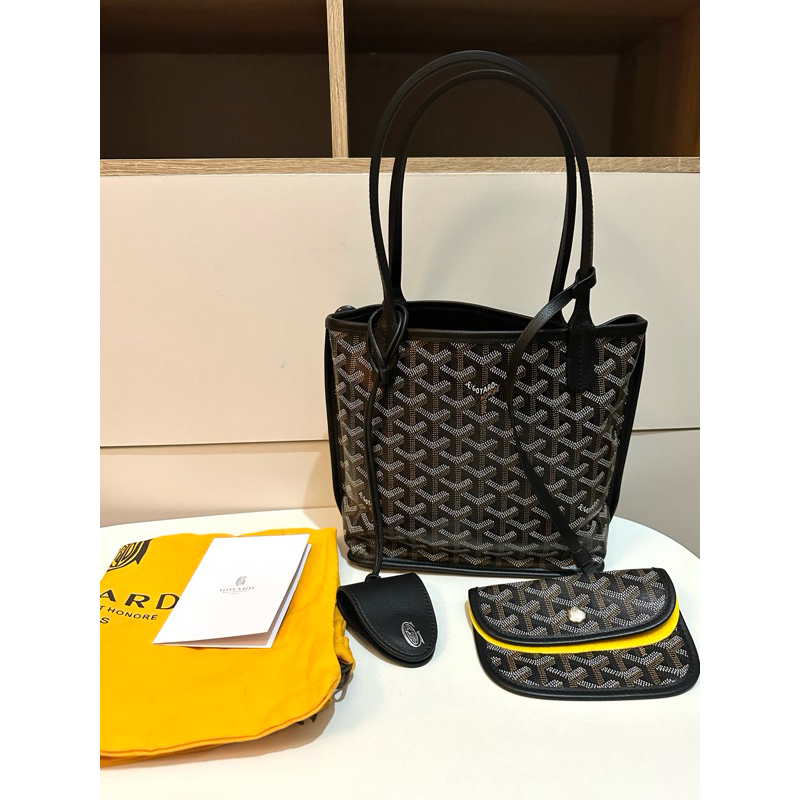 goyard mini anjou black tan (preloved)