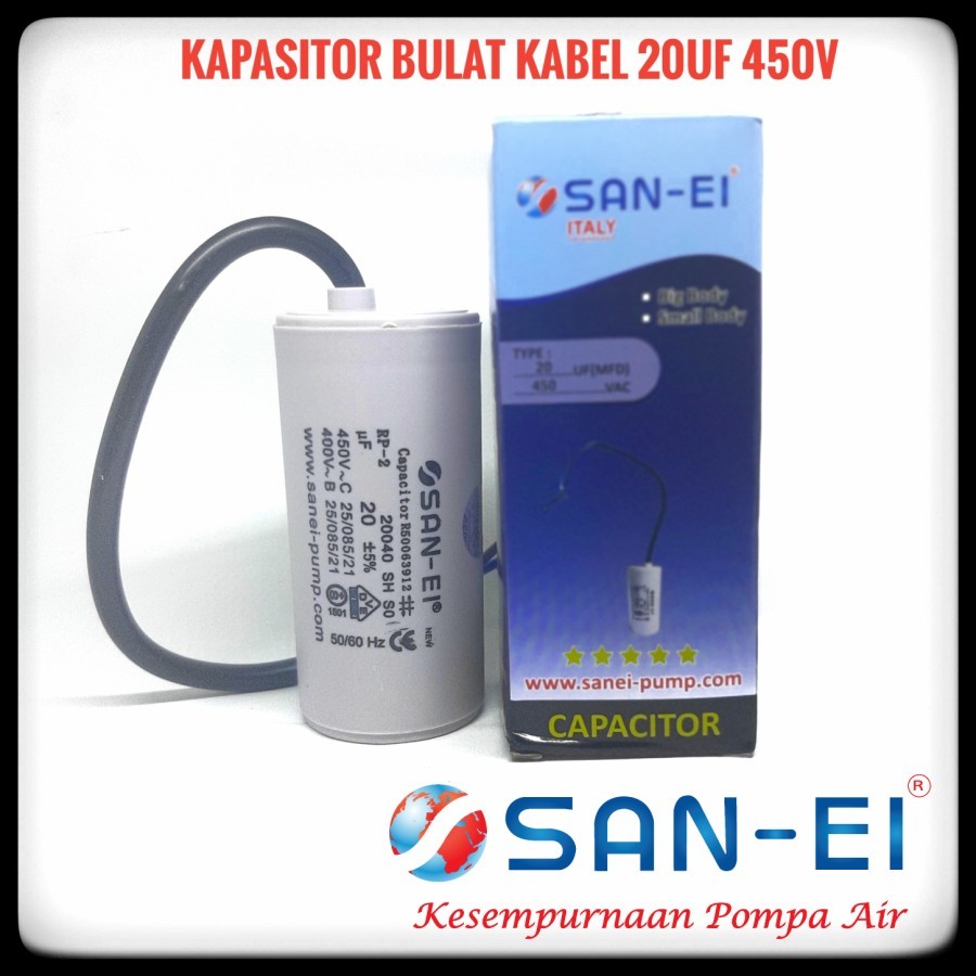 kapasitor bulat / kabel pompa air 20uf