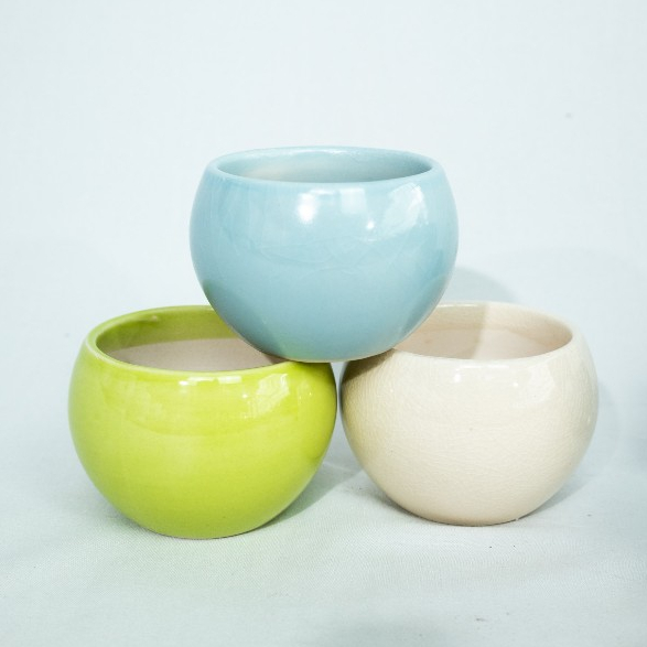 Pot Mini Pot Keramik Pot Bulat Berbagai macam Warna Pot Tanaman Hias