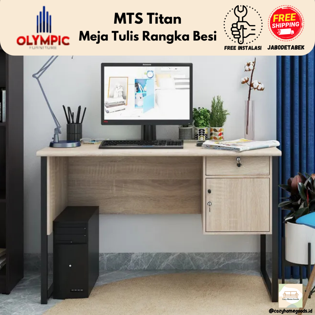 Meja Kantor - Olympic MTS Titan - Meja Minimalis - Kerja - Belajar -Meja Tulis Rangka Besi