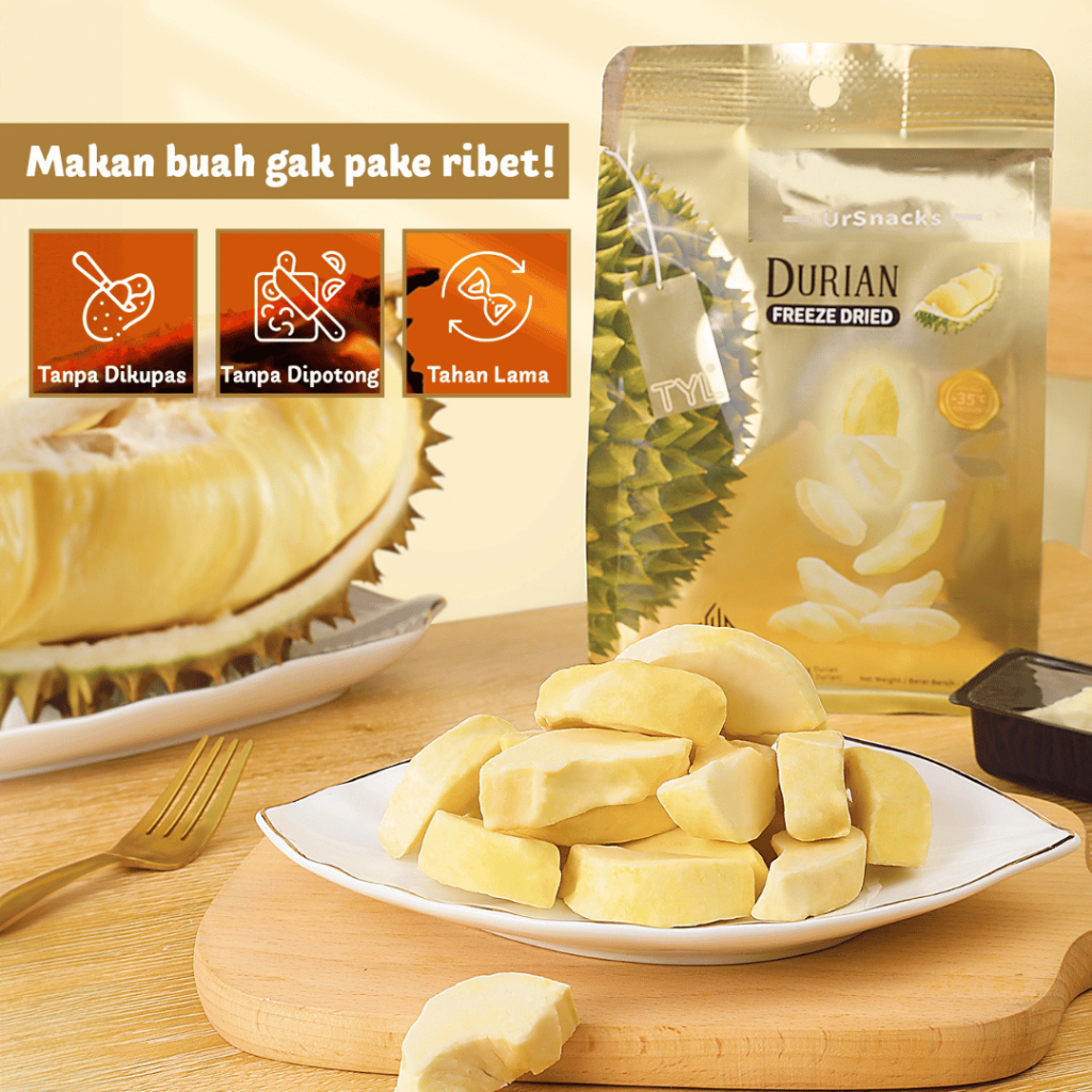 

Snack Sehat Impor Freeze Dried Durian 32gr / Keripik Snack Buah Kering Durian Duren 32gr Rendah Kalori