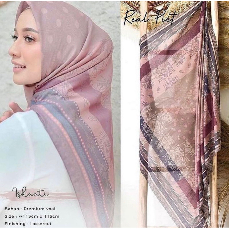SASIOFFICIAL / Segi empat  hijab voal motif premium lasercut MONOGRAM VANILA SERIES EVERYDAY SCARF  