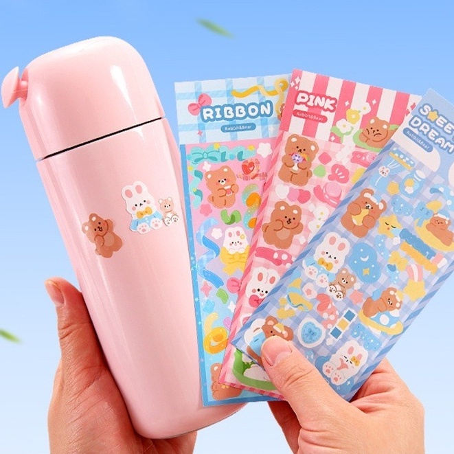 

STICKER WATERPROOF KARTUN BEAR RABBIT HOLOGRAM STIKER MOTIF KARTUN BERUANG DAN KELINCI KOREA LUCU