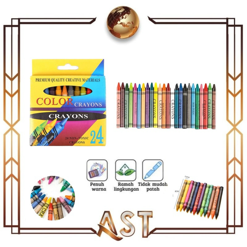 

Crayon Krayon isi 24pcs Pensil Anak Warna Tulis Gambar Box Crayons Color Premium