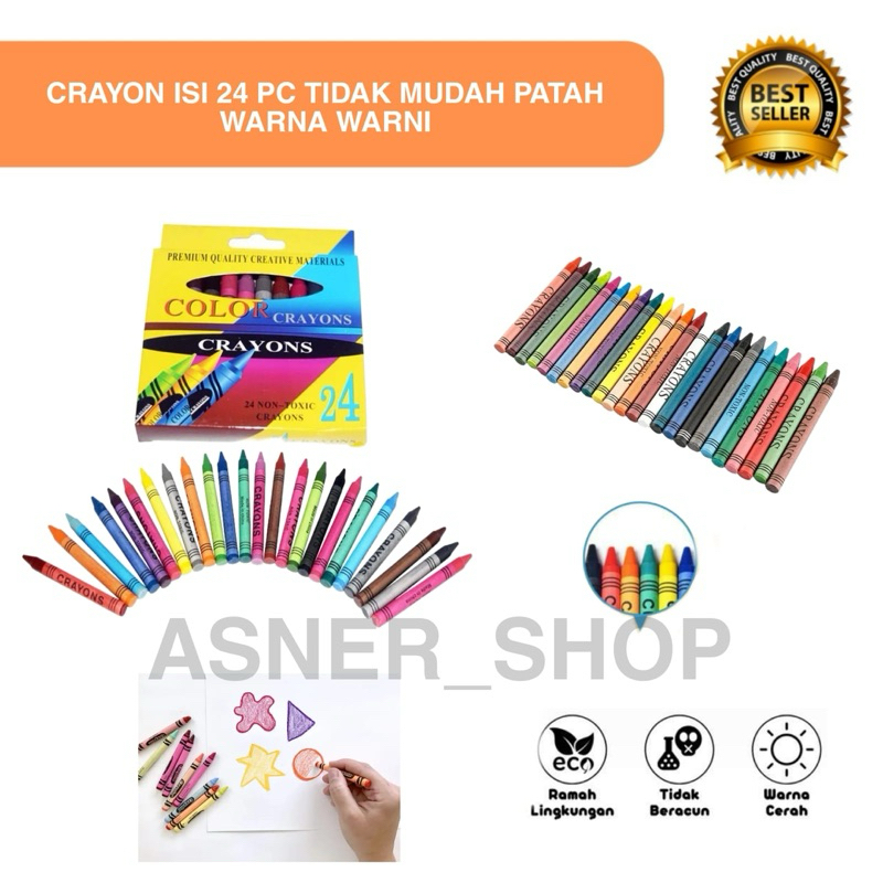 

Krayon Crayon isi 24pcs Pensil Anak Gambar Warna Tulis Full Colour Box Premium
