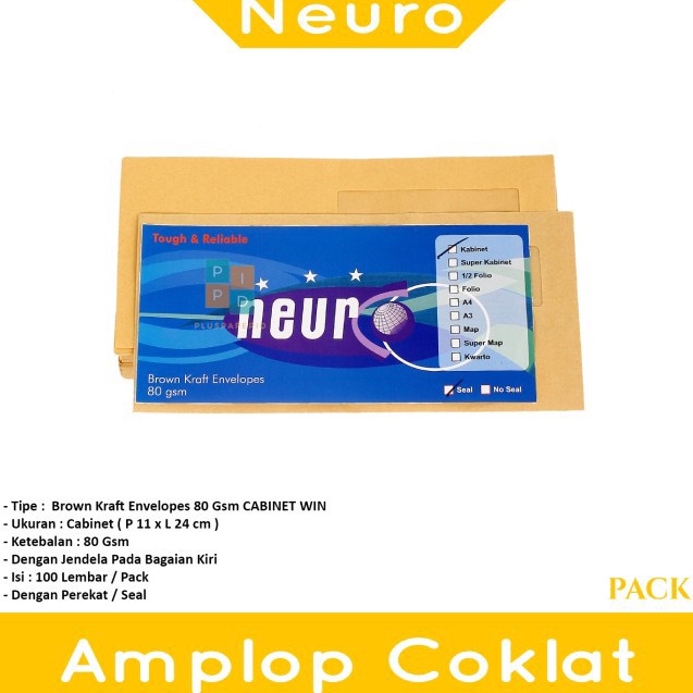 

HJ6 NEURO Amplop Coklat Ukuran Kabinet Jendela Kiri Seal 11 x 24 cm Pack