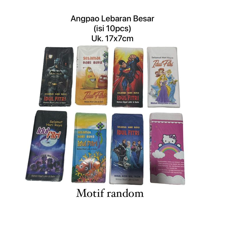 

TERLARIS (isi 10pcs) Amplop Lebaran Karakter Ukuran Besar / Angpao Hari Raya Idul Fitri Jumbo