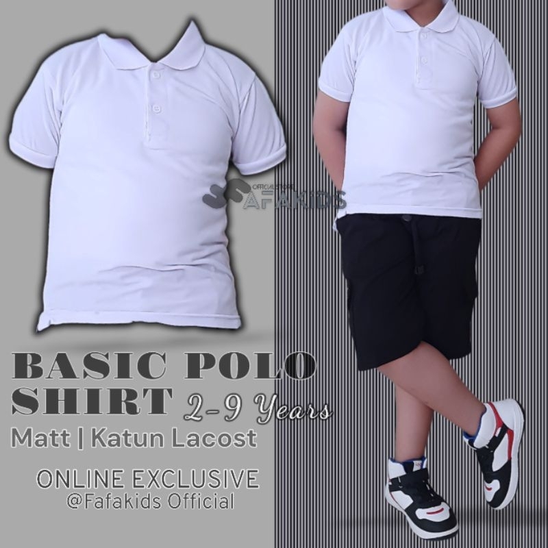 Baju polo anak laki laki perempuan unisex usia 2-10 Tahun |Baju kaos berkerah anak warna putih polos