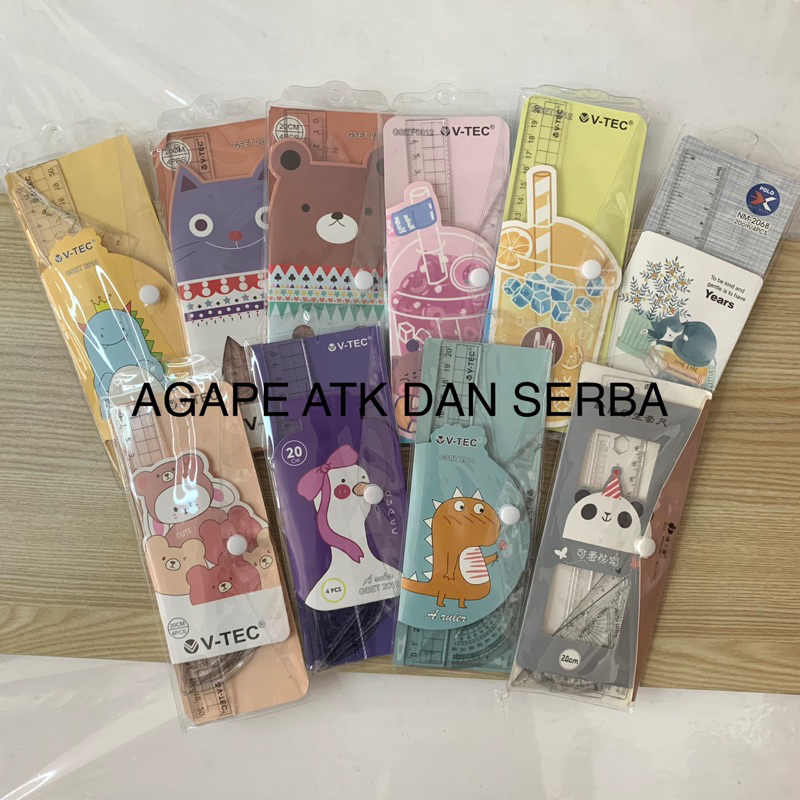 

(1 SET) PENGGARIS SET 20cm ISI 4 MOTIF LUCU / PENGGARIS 1 SET BAGUS MURAH