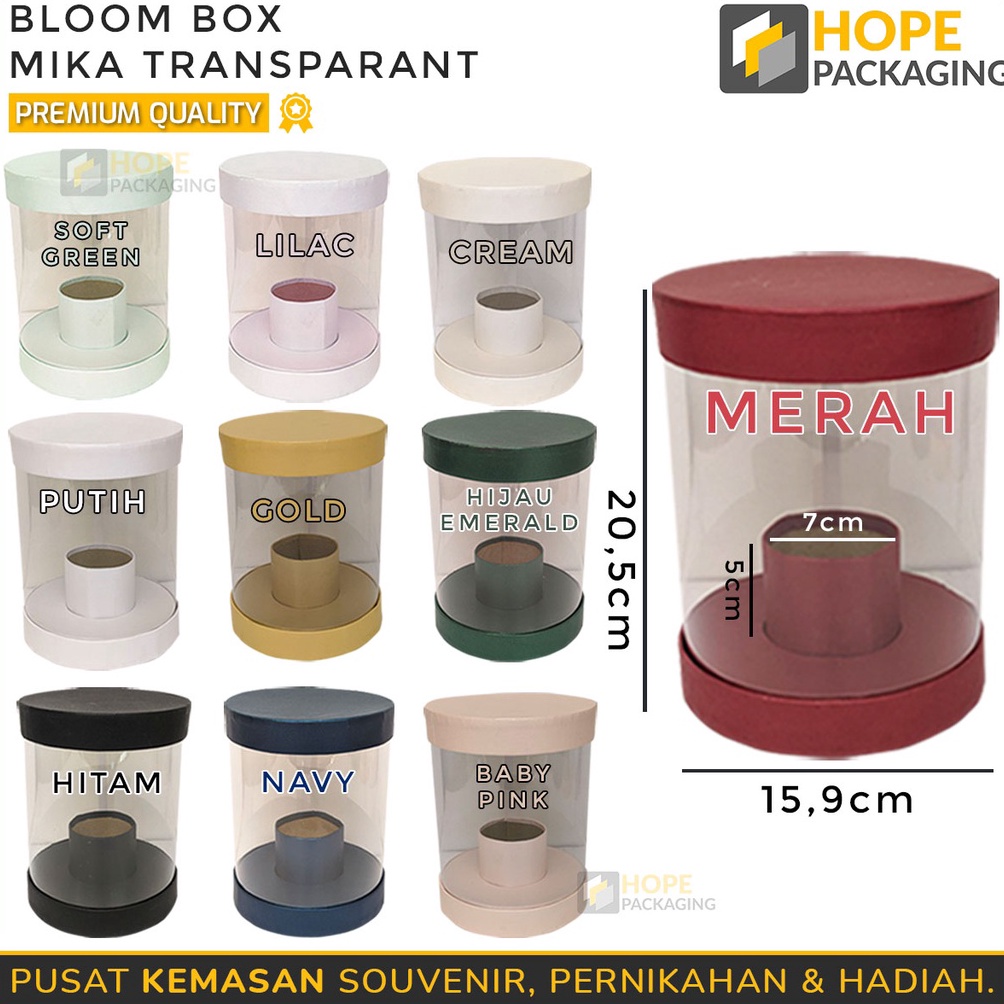

BURUAN SERBU Bloom Box Bulat Kotak Mika Transparant Kado Bunga Souvenir Wisuda Flower Box