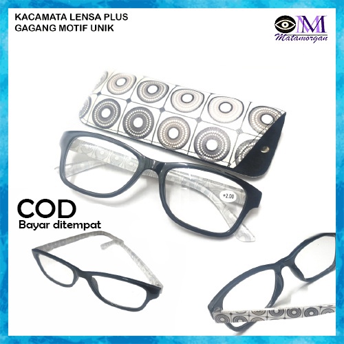 KUALITAS TERBAIK KACAMATA LENSA PLUS FRAME KOTAK GAGANG MOTIF UNIK MODIS UNISEX PRIA WANITA CEWEK CO