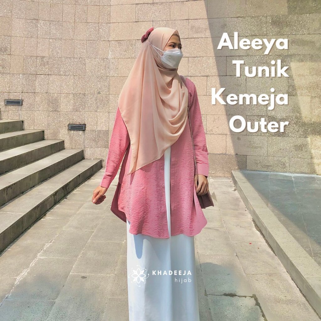 Khadeeja Hijab | ALEEYA TUNIK | Basic Tunik Kemeja Outer | Tunik Polos Panjang
