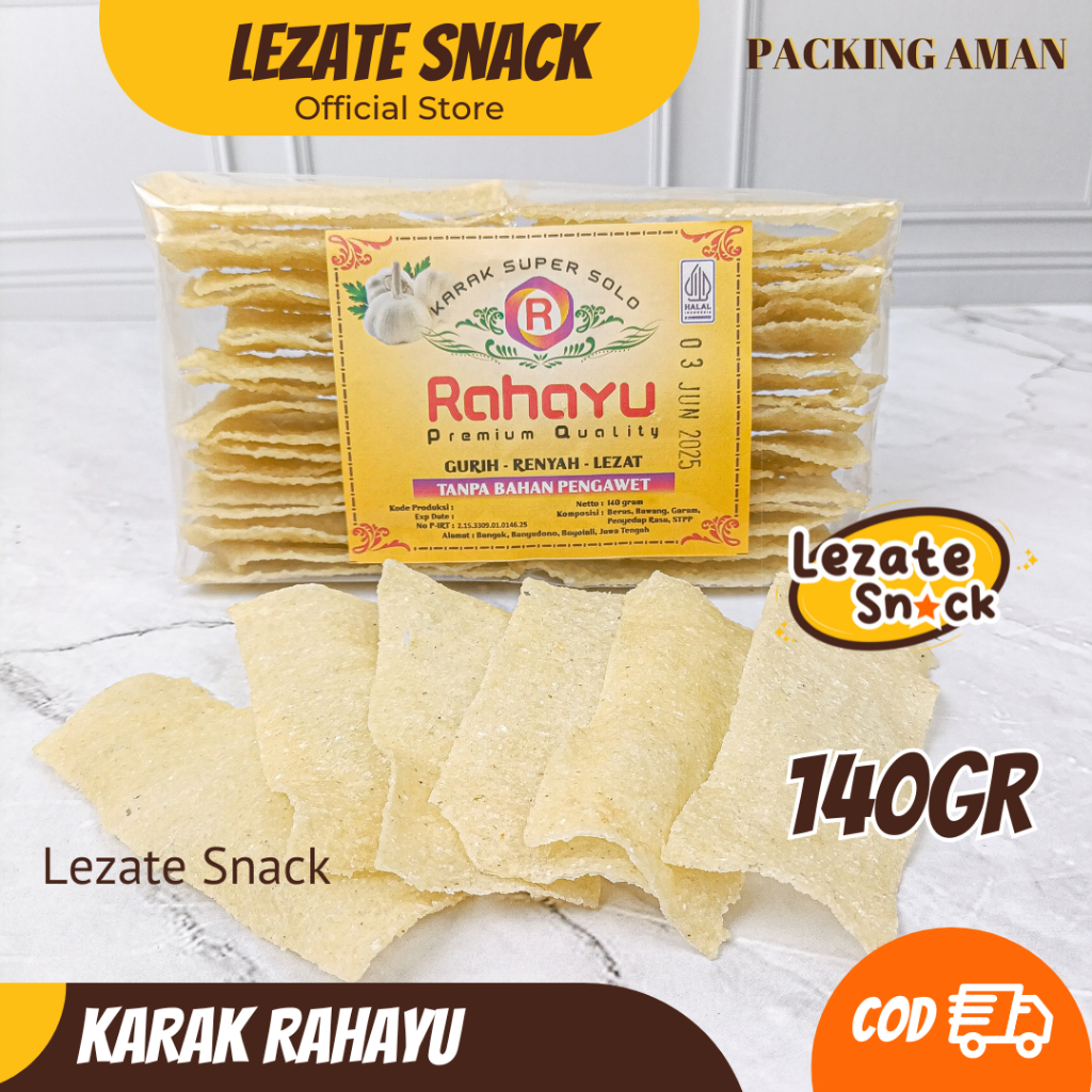 

Kerupuk Gendar Rahayu 140GR Murah Enak Renyah / Krupuk Karak Gendar Puli Mentah Rasa Bawang Karak Valentin Valentine WAP SNACK