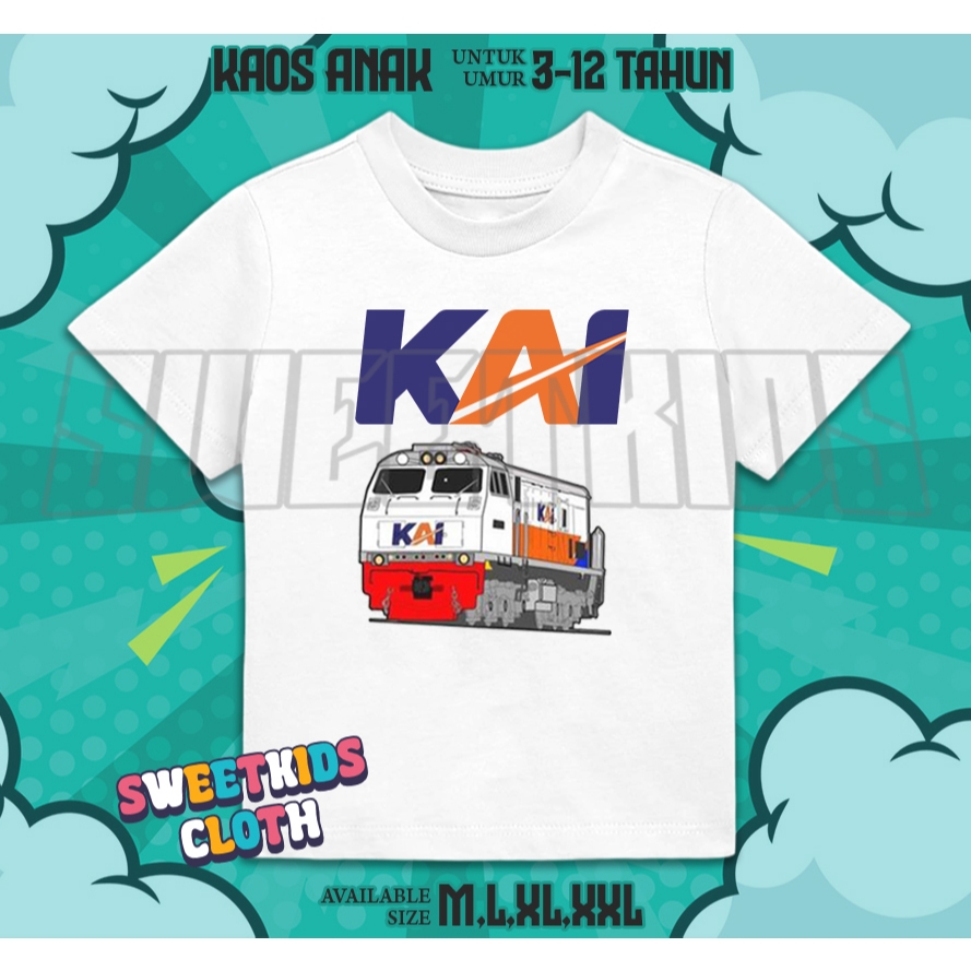Kaos Anak Kereta Api Indonesia / Atasan Baju Anak Gambar Kereta Api