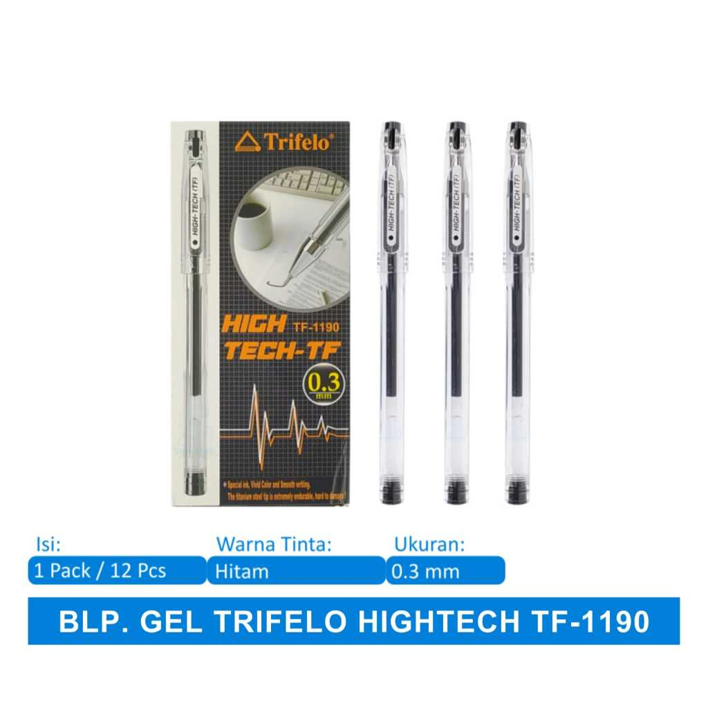 

1Pcs Bolpen/ Ballpoint/ Bolpen/ Pulpen/ Pen Gel Hi-Tech 0.3 Warna Hitam TF-1190 Trifelo