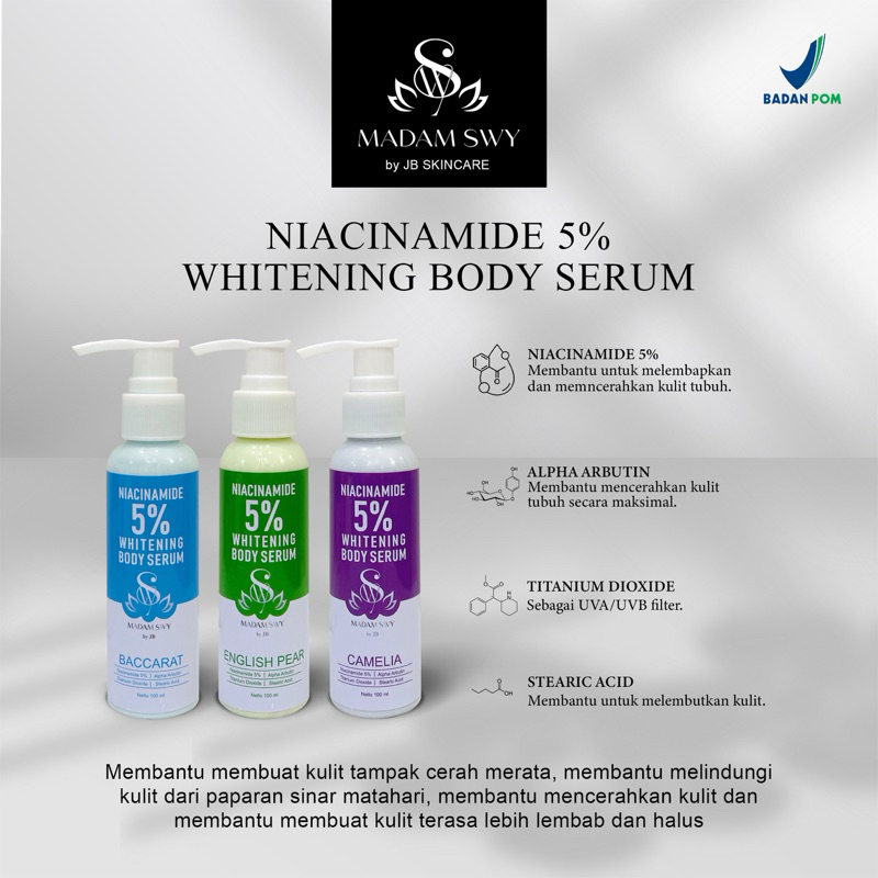 JB skincare & madam swy NIacinamide 5% whitening body serum