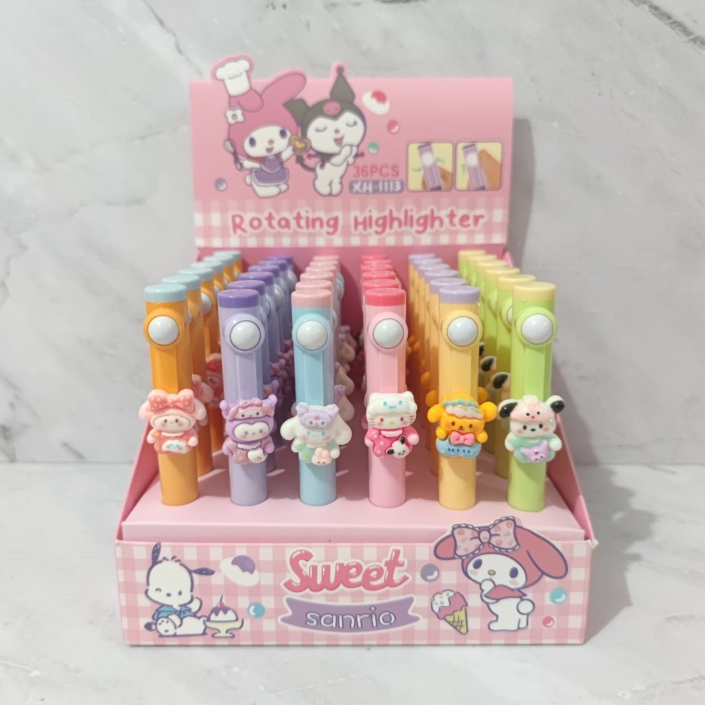 

Highlighter Rotating Cute Sanrio / Pewarna Penanda Buku Motif Sanrio