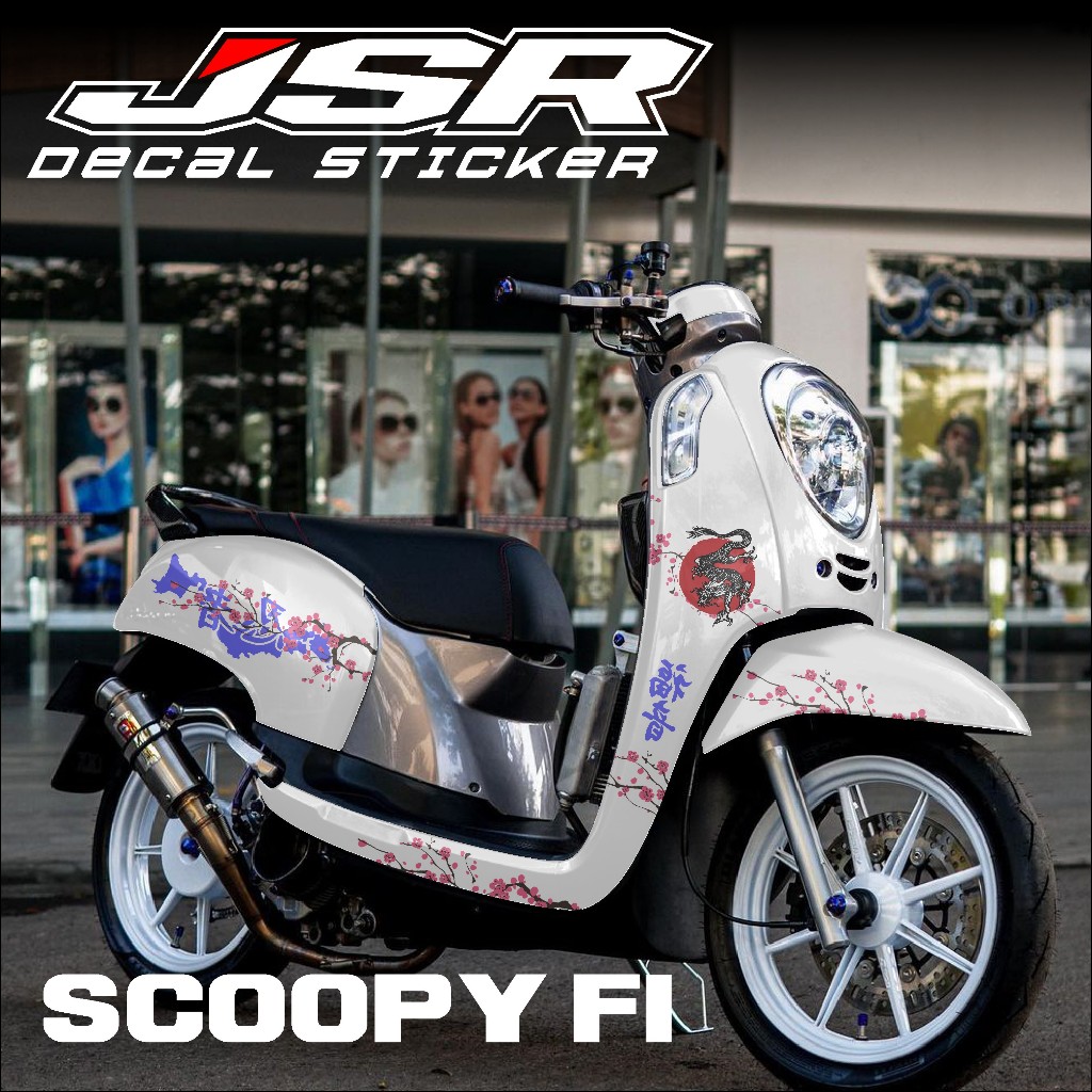 TERBARU,DECAL STICKER SCOOPY FI LAMA 2014-2017, STICKER FULLBODY SCOOPY MOTIF BUNGA SAKURA