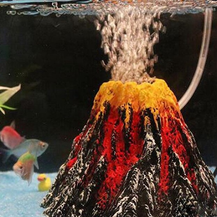 Boom Hiasan aquarium gunung berapi hiasan aquarium gunung meletus hiasan aquarium volcano dekorasi a